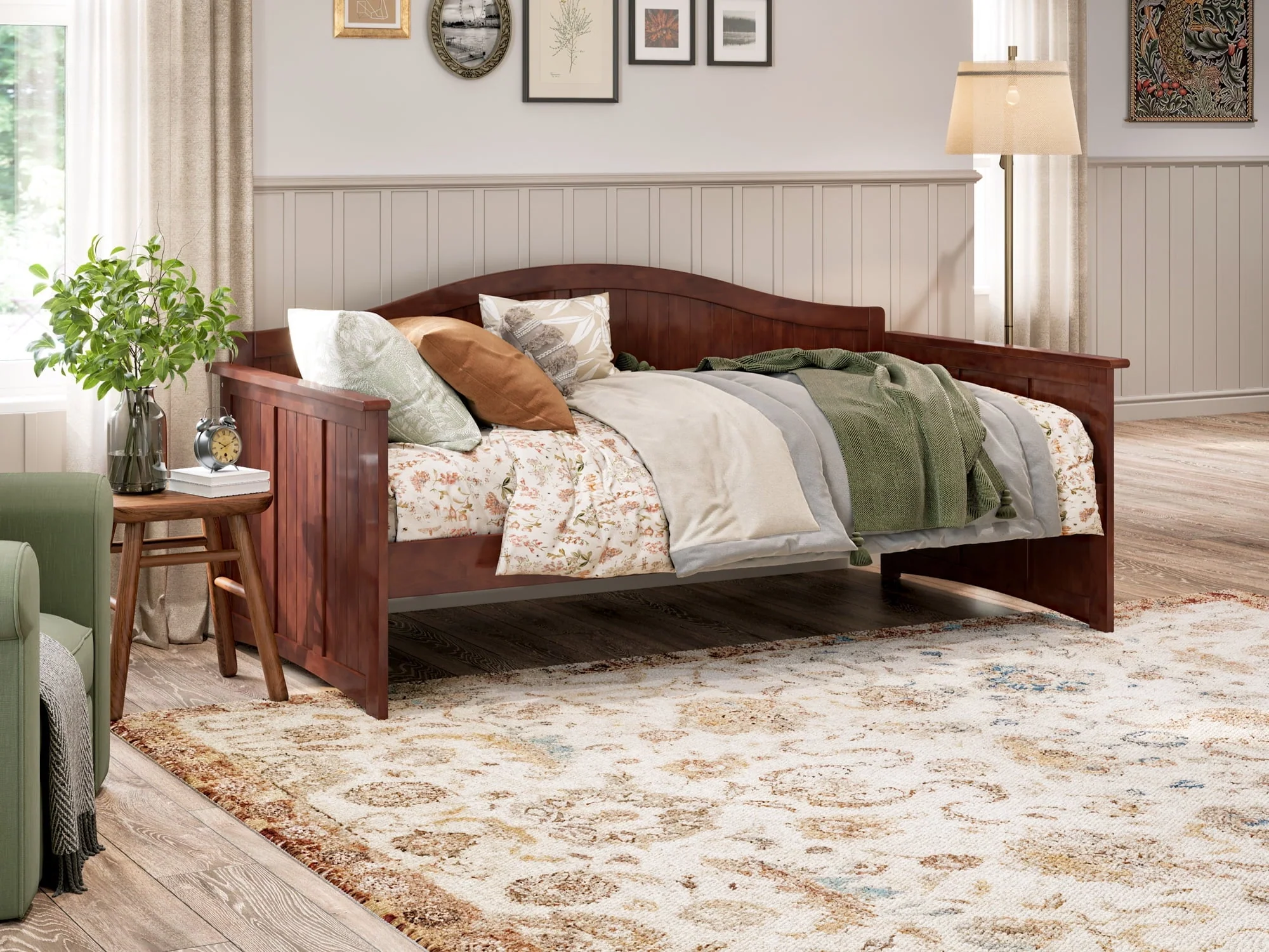 4825deeedf98e1bb709000bcf9476b3bc6ba5ca8f5eb2fb384dcf969ea877e6b.webp AFI Nantucket Wood Twin Size Daybed Frame Walnut - Image 1