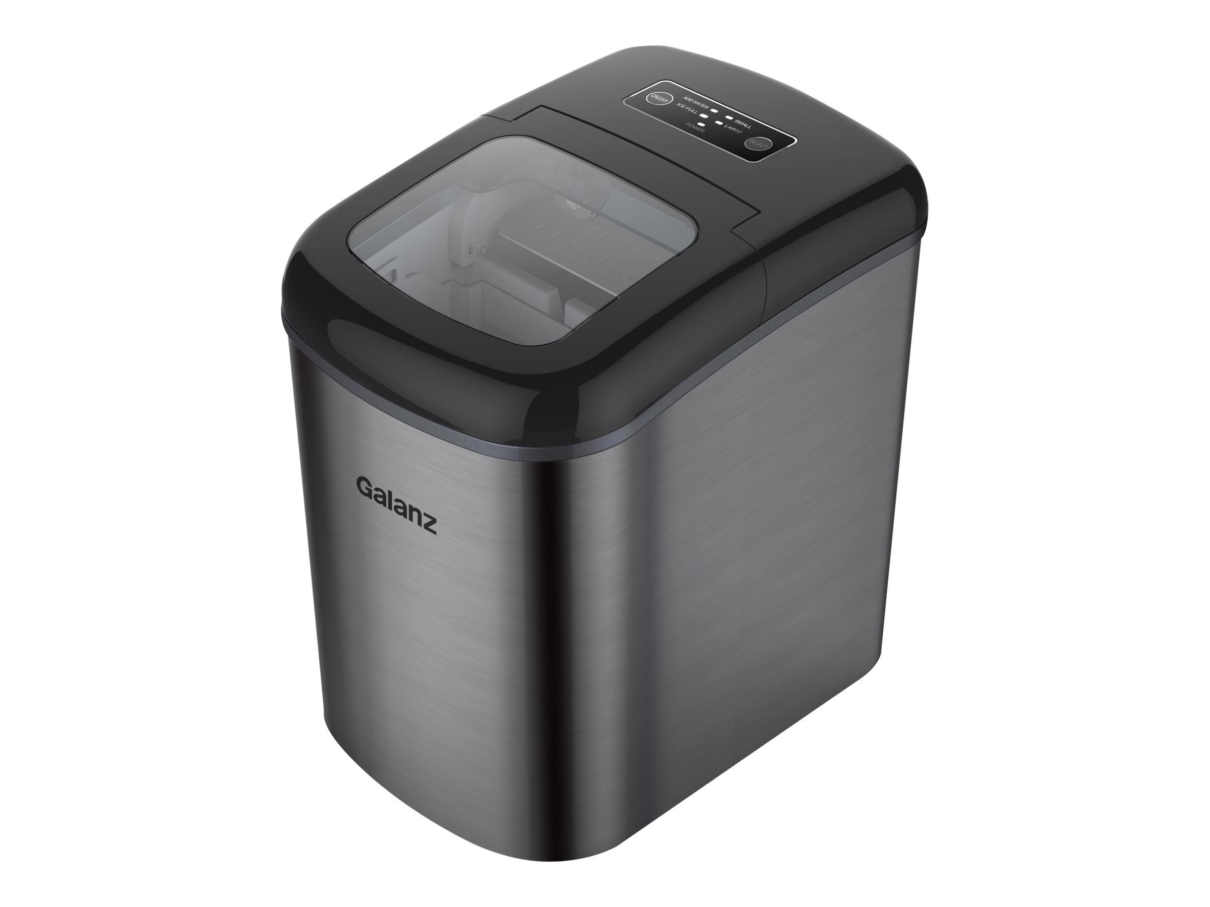 482d22db4fbf98486e3d62ece4b26d9d09511320e04a6f7a26441e6f59debdfe.jpg Galanz - 26 lbs. Portable Countertop Ice Maker - Stainless Steel - Image 1
