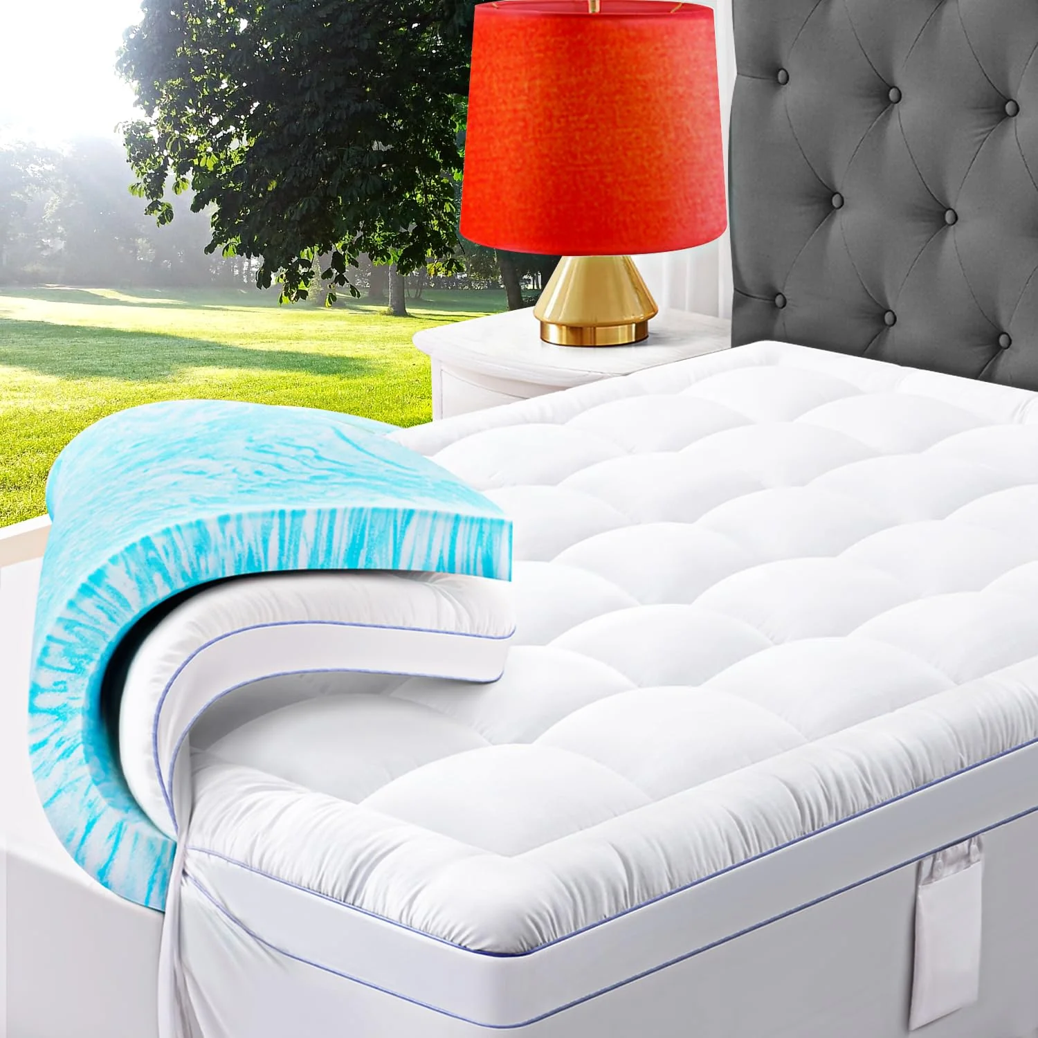 4840cc8278dce9bcb6e35b1ff54ca61b0abd8c7c9b5b5c397a20661e6260afcd.webp ABENE 3 Inch Dual Layer Memory Foam Mattress Topper - Image 1