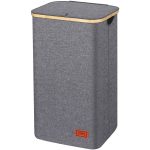 DOFASAYI Laundry Hamper with Lid - 110L XL- Large Laundry Basket with Bamboo Handles, Portable Clothes Hamper for Dorm Room, Bathroom, Bedroom, Grey