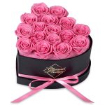 Glamour Boutique 16-Piece Forever Flowers Heart Shape Box - Preserved Roses, Immortal Roses That Last A Year - Eternal Rose Preserved Flowers for