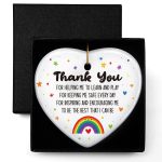 Teacher Appreciation Gifts, Thank You Encouraging Me to Be The Best, Ornament Keepsake Sign Heart Plaque Gift for Teacher, Best Teacher Gift, Birthday