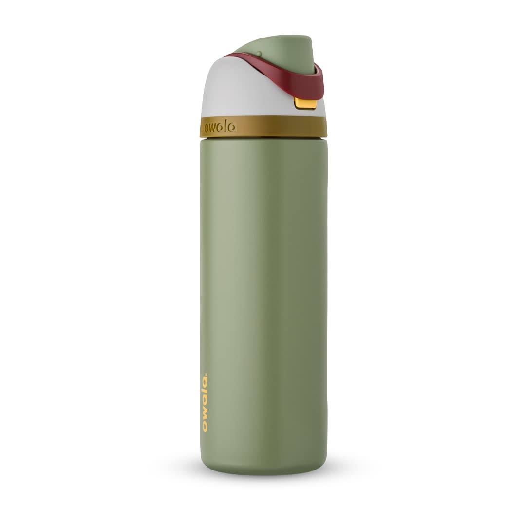 48c93bdcbcf05872a96c1b9313326774eedd40d31eb0197ac3192f2ed0cffe61.jpg Owala Star Wars FreeSip Insulated Stainless Steel Water Bottle with Straw for Sports and Travel, BPA-Free Sports Water Bottle, 24 oz, Boba Fest - Image 1