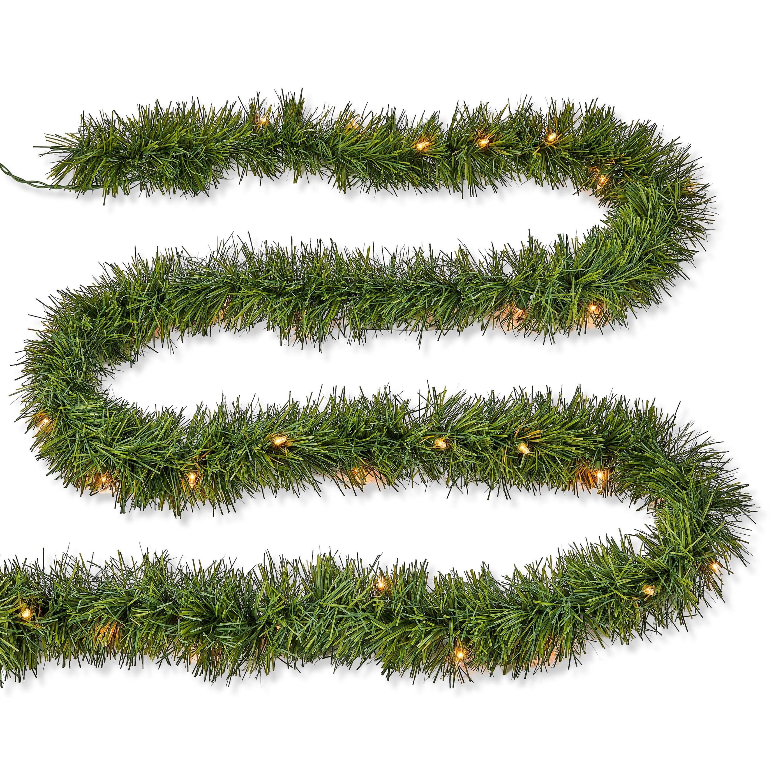 Holiday Time Pre-Lit Soft Artificial Clear Incandescent Christmas Garland Lights - 25 ft