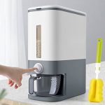 Cosyzone 25lbs Rice Dispenser, Large Grain Container Storage with Lid Measuring Cylinder Moisture Proof Household Cereal Dispenser Bucket for Kitchen