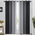 Yakamok Grommet Light Blocking Black Ombre Curtains,Room Darkening Window Drapes for Bedroom/Living Room Blackout, 52x84 Inches, 2 Panels, Size: 52W x