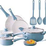 Mainstays 12pc Ceramic Cookware Set, Blue Linen