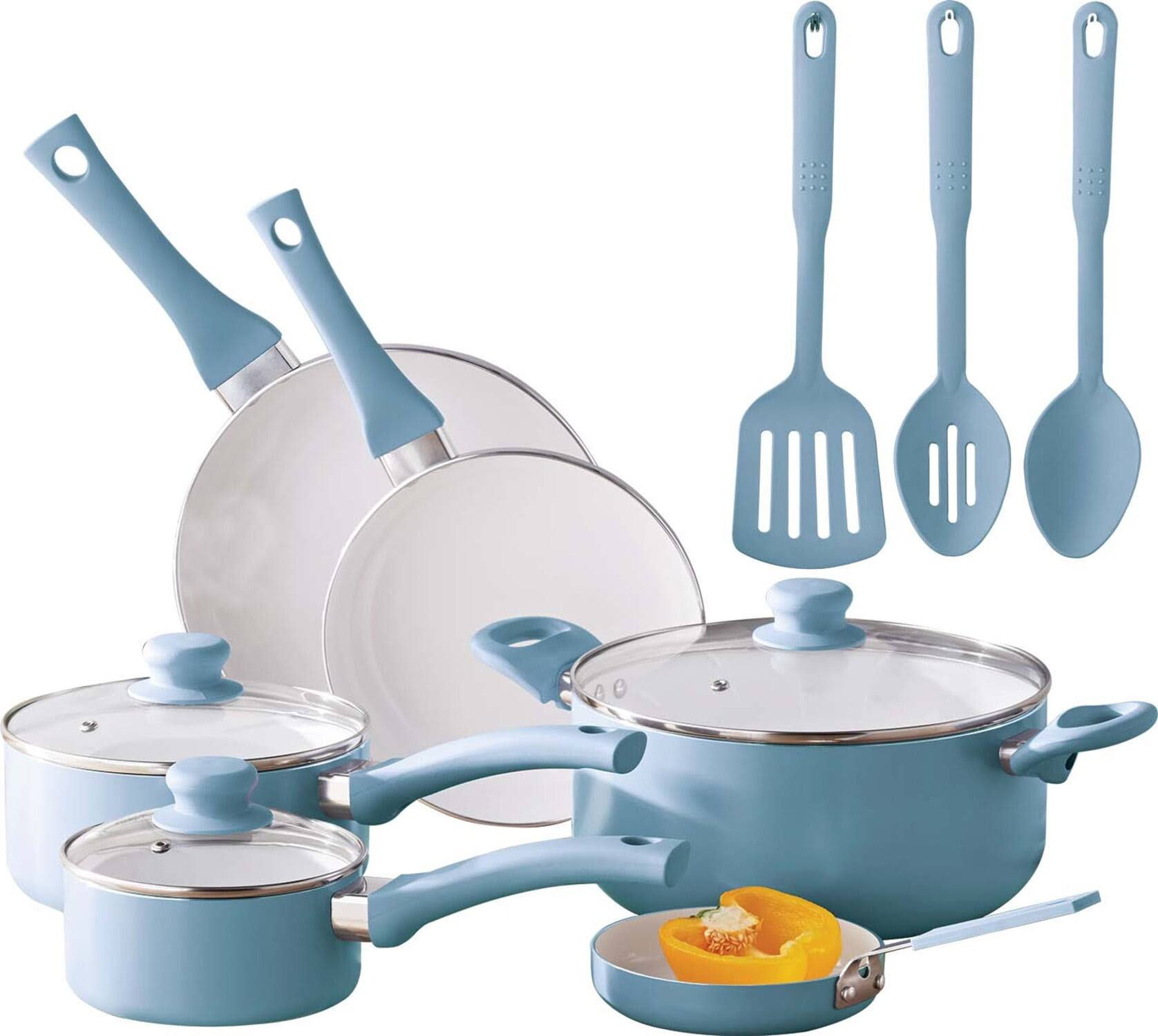 493e097d15ac8742748d5a495b74da944b41acadc546d63d47ba5660b3395b8b.jpg Mainstays 12pc Ceramic Cookware Set, Blue Linen - Image 1