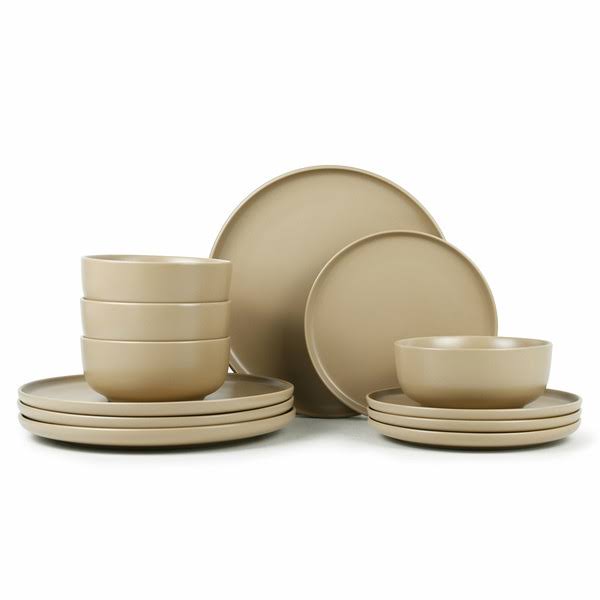 495359ae5a918d3c056d4a4542d39ae49892ced56b791214015d3ab548026f77.jpg Mainstays Alessandra Brown 12-Piece Stoneware Dinnerware Set - Image 1