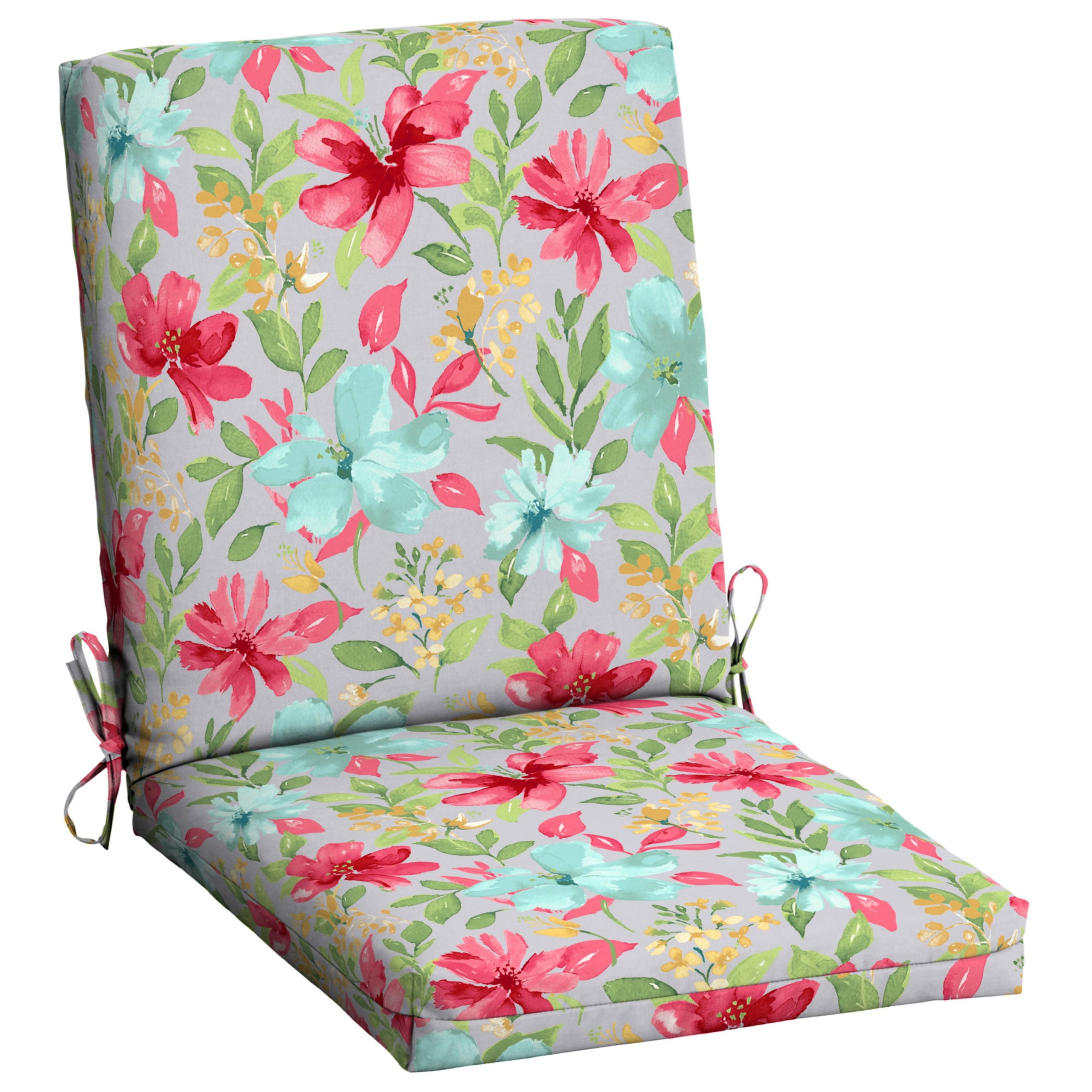 4962ae833509855b47377d6455e9998a2196a5f0bee765dfd83ae87c625f5906.jpg Mainstays 43 inch x 20 inch Multi-Color Floral Rectangle Outdoor Chair Cushion, 1 Piece, Size: 20 x 43 - Image 1