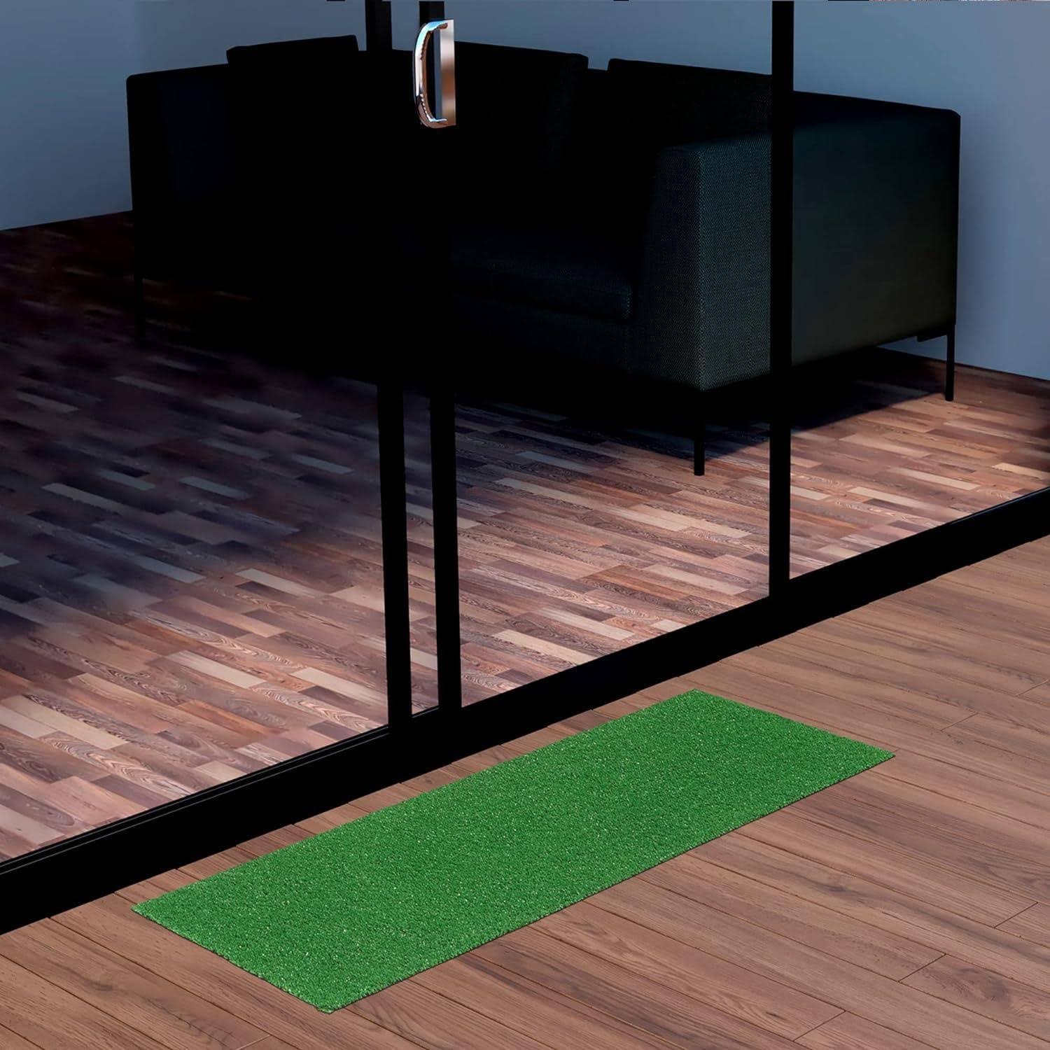 49cc99ec588663af6653e5b2221090335b041c28a656613ab56ffc2aaea8e0b2.jpg Ottomanson Waterproof 2x3 Indoor/Outdoor Artificial Grass Rug for Entryway, 2' x 2'7 inch, Green - Image 1