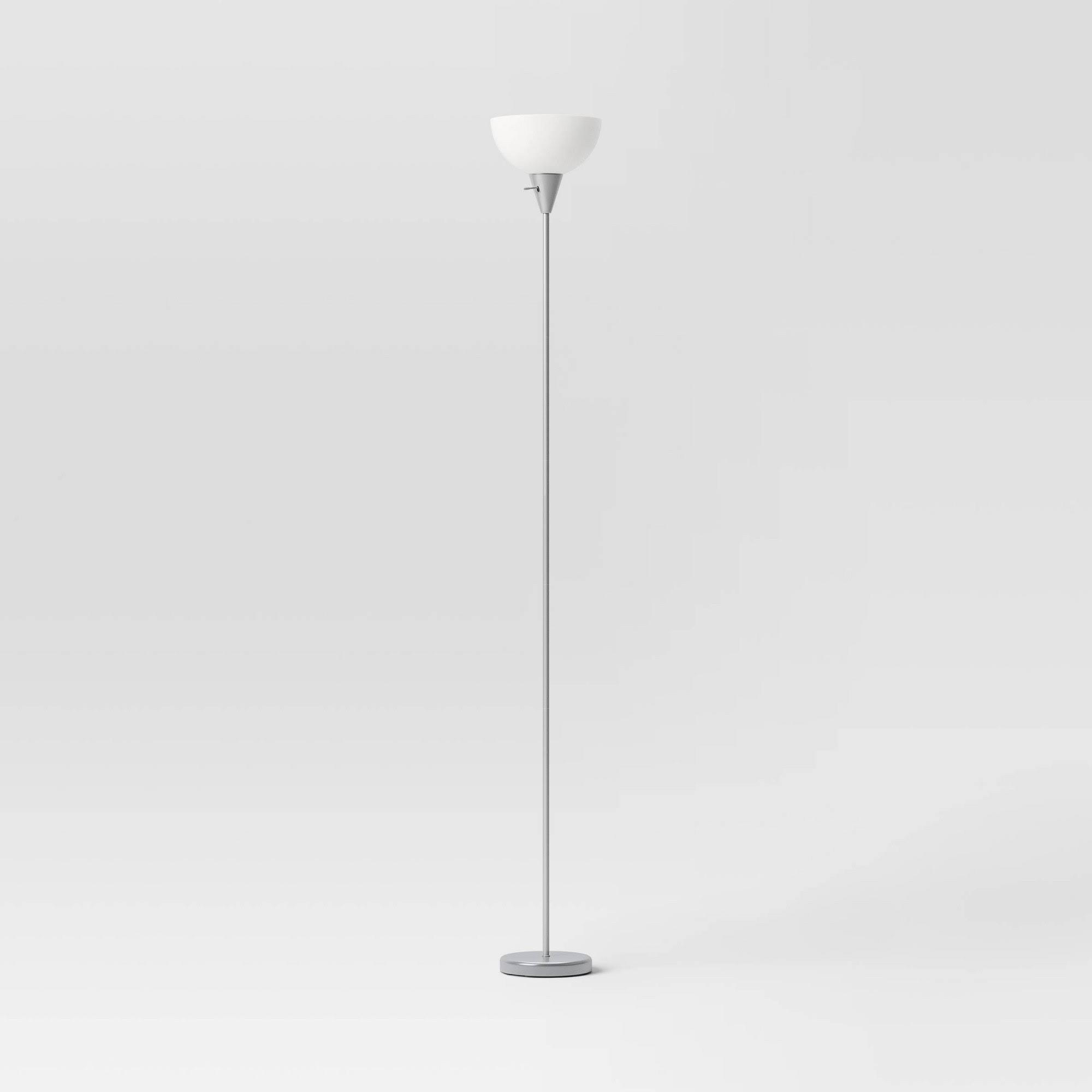 49da00ccd6c87fec51ced775ced931855f1c402d200bb29b5c59952bd20c54fe.jpg Room Essentials Torchiere Floor Lamp - Silver - 1 Each - Image 1