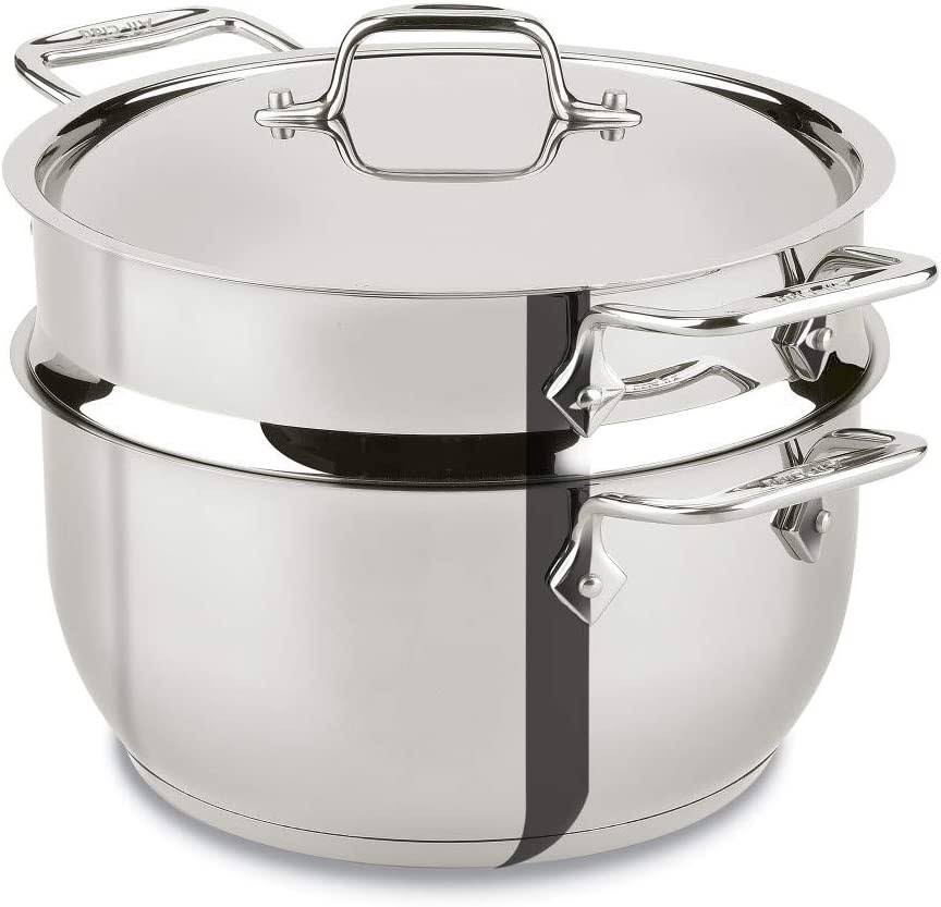 49eeed46f4c9dbf4bbaa70b82c4adef44855a6c479742dd7955c490a9a2db57b.jpg All-Clad E414S564 Stainless Steel Steamer Cookware 5-Quart Silver - Image 1