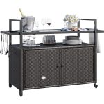 YITAHOME Large Portable Outdoor Wicker Bar Table