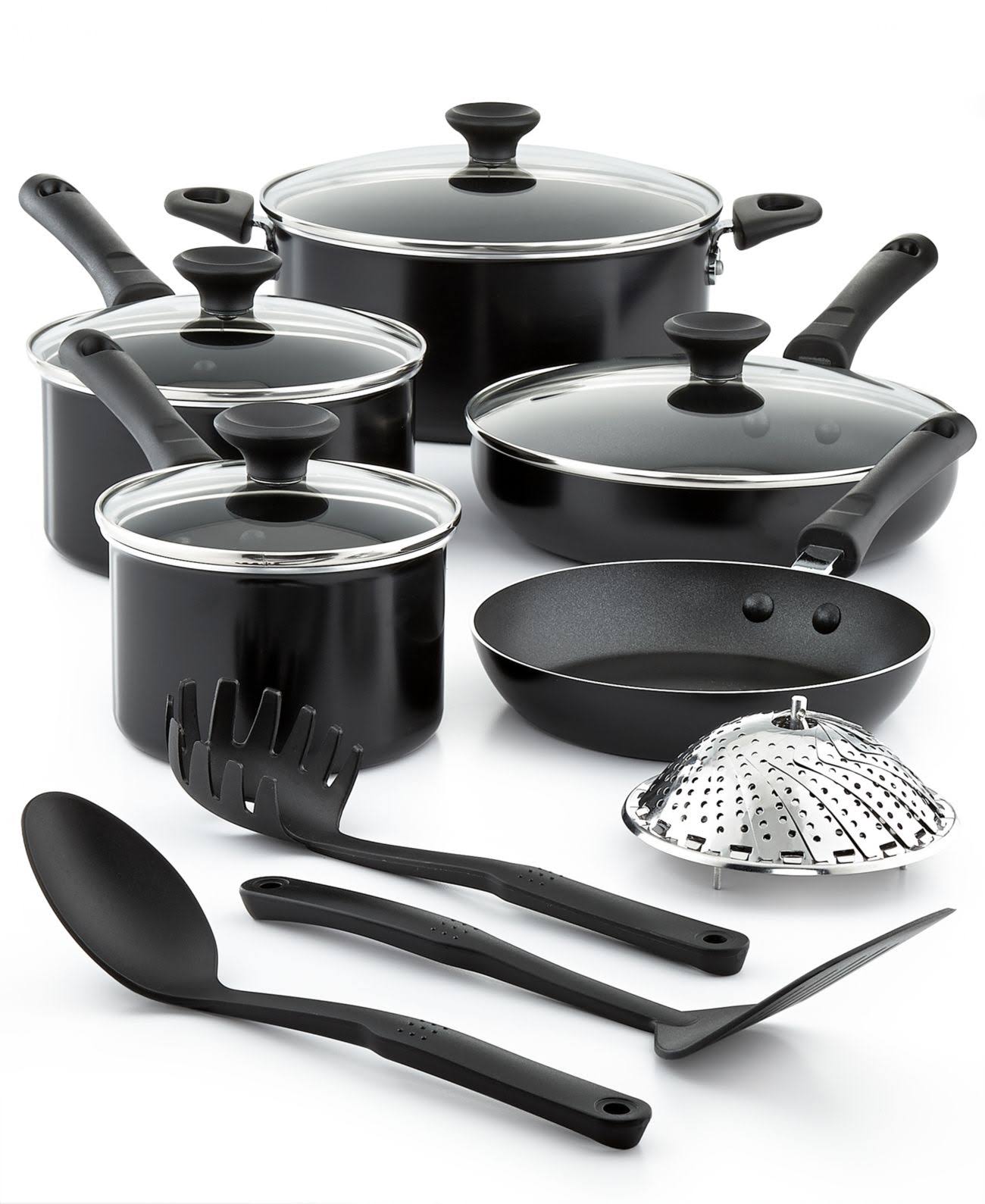 4a19e9bb4722b4087eec01ac876863538c2b1d7126d66a60459b0a04d073f16b.jpg Tools of The Trade Nonstick 13-Piece Cookware Set - Black - Image 1
