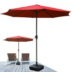Mortilo Garden Terrace Courtyard Beach One Size Swimming Pool Market Table 6 Rib Umbrella Placeme, Red