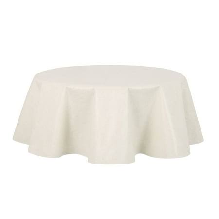 4a238af4bdfa6be6a3cb97e9f1e5ff19a89b3329d1c617792f8806388bfbb6df.jpg Mainstays Herringbone Peva Tablecloth, Beige, 70 inch Round, Available in Various Sizes and Colors - Image 1