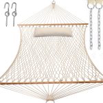 Y- Stop 13.2ft hammocks,traditional Cotton Rope Hammock with Chains and Hooks for outdoor,indoor,patio yard,double Solid Wood