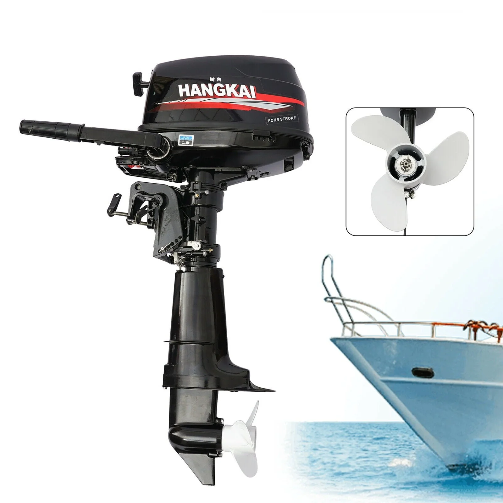 4a5f52ef9c7be52e8eb1ce43245ad6862041f9a363c2e078a4ede704b218eb2b.webp HANGKAI 6.5 HP 4 Stroke Outboard Motor Marine Boat Engine Water Cooling Tiller Control - Image 1