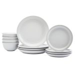 Farmhouse White 12-pc Dinnerware Set, Service for 4 - White