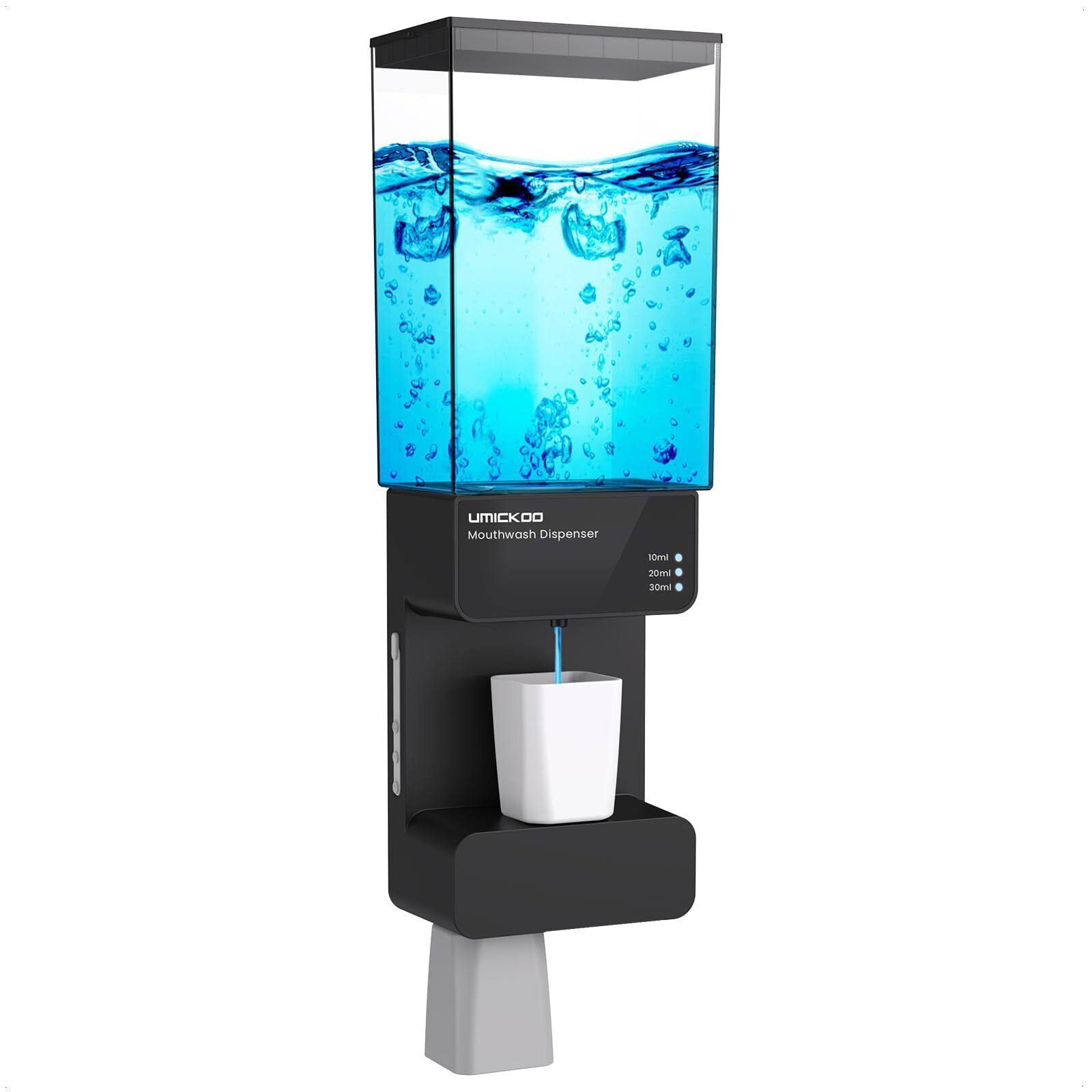 4a6692f29ba7c0e7e1e3acd52cd1fe44896b6852b96bbad7a9af9e4d3b937a31.jpg UMICKOO Automatic Mouthwash Dispenser Touchless 700Ml(23.67 Oz),Wall Mounted Mouth Wash Dispenser for Bathroom with Magnetic Cups,Perfect for Kids and - Image 1