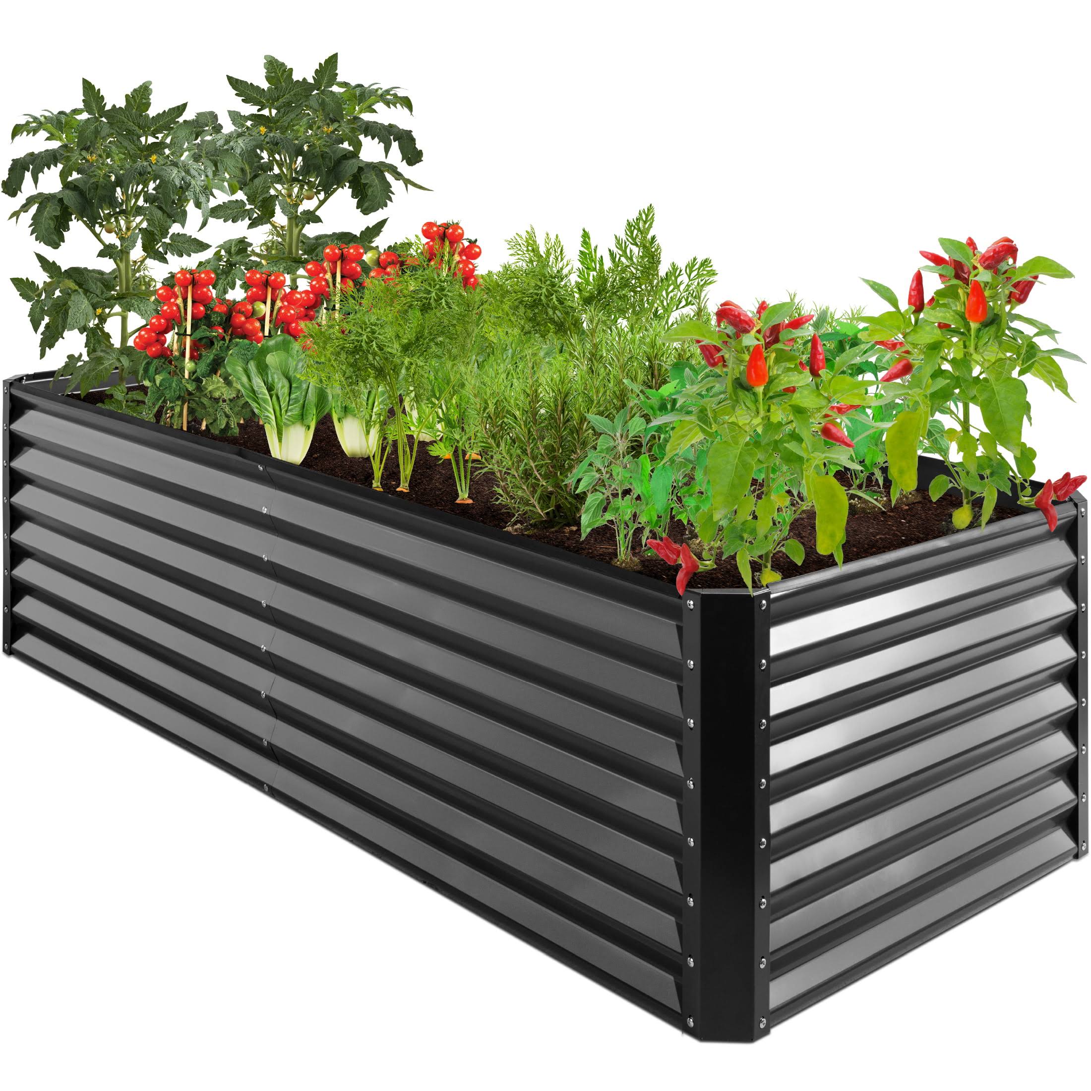 4a89345cef65051ee896b864a94f38b0622e34fe4c7f6d6599974d7cd837e86e.jpg Best Choice Products 8x4x2ft Outdoor Metal Raised Garden Bed, Planter Box for Vegetables, Flowers, Herbs - Gray - Image 1