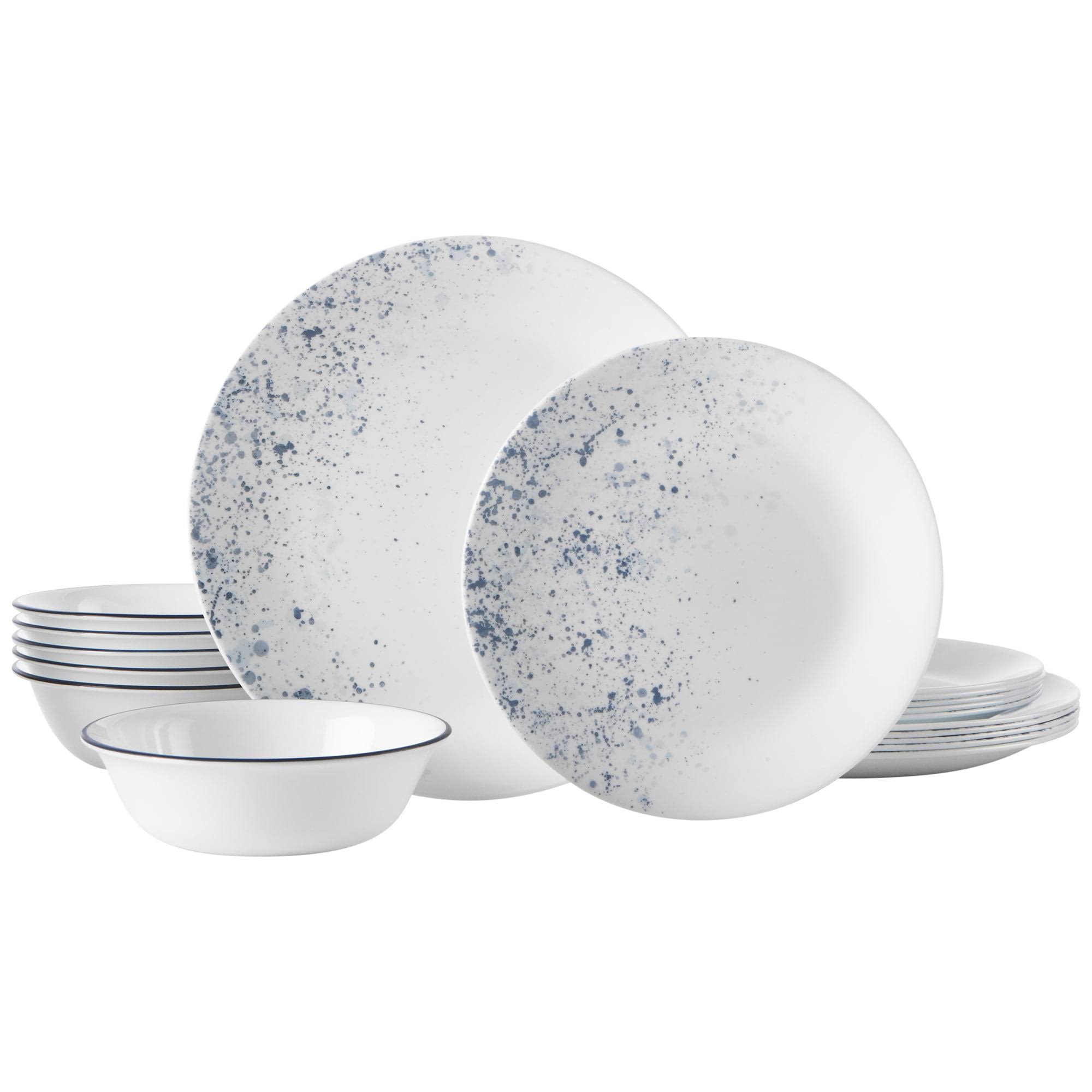 4ad7fe97a6f58bb965b596f6112c4c3d632ad215a5c2aff3987197c5ddf927c6-1.jpg Corelle 18-Piece Service for 6 Chip Resistant Indigo Speckle Dinnerware Set - Image 1