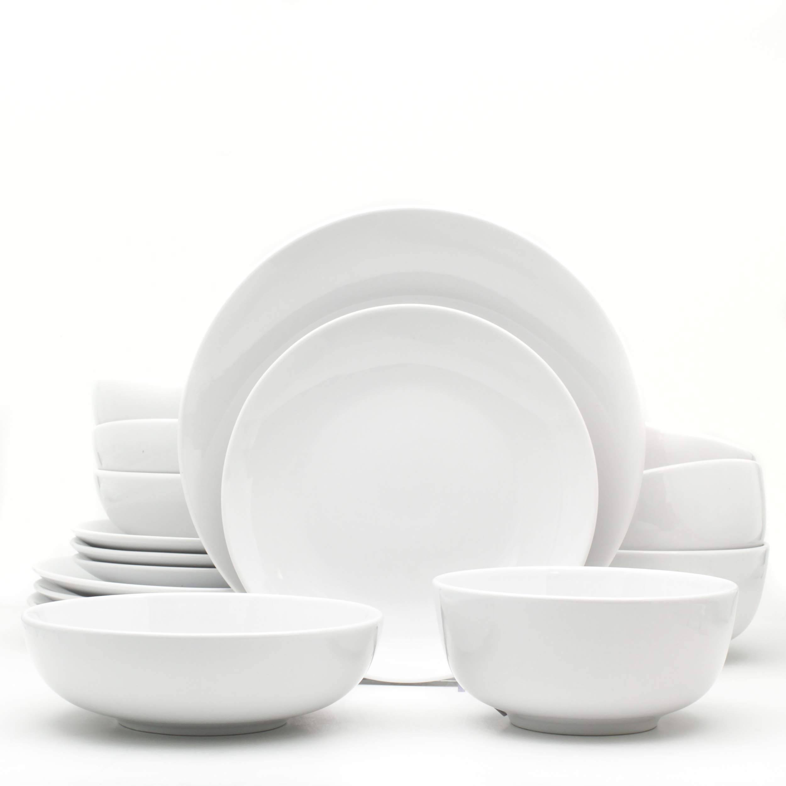 4afad5ab13381b7522e52f6e9073f4777302843828d0d771a9df3a4156494ad1.jpg Euro Ceramica White Essential 16-Piece Dinnerware Set - Image 1