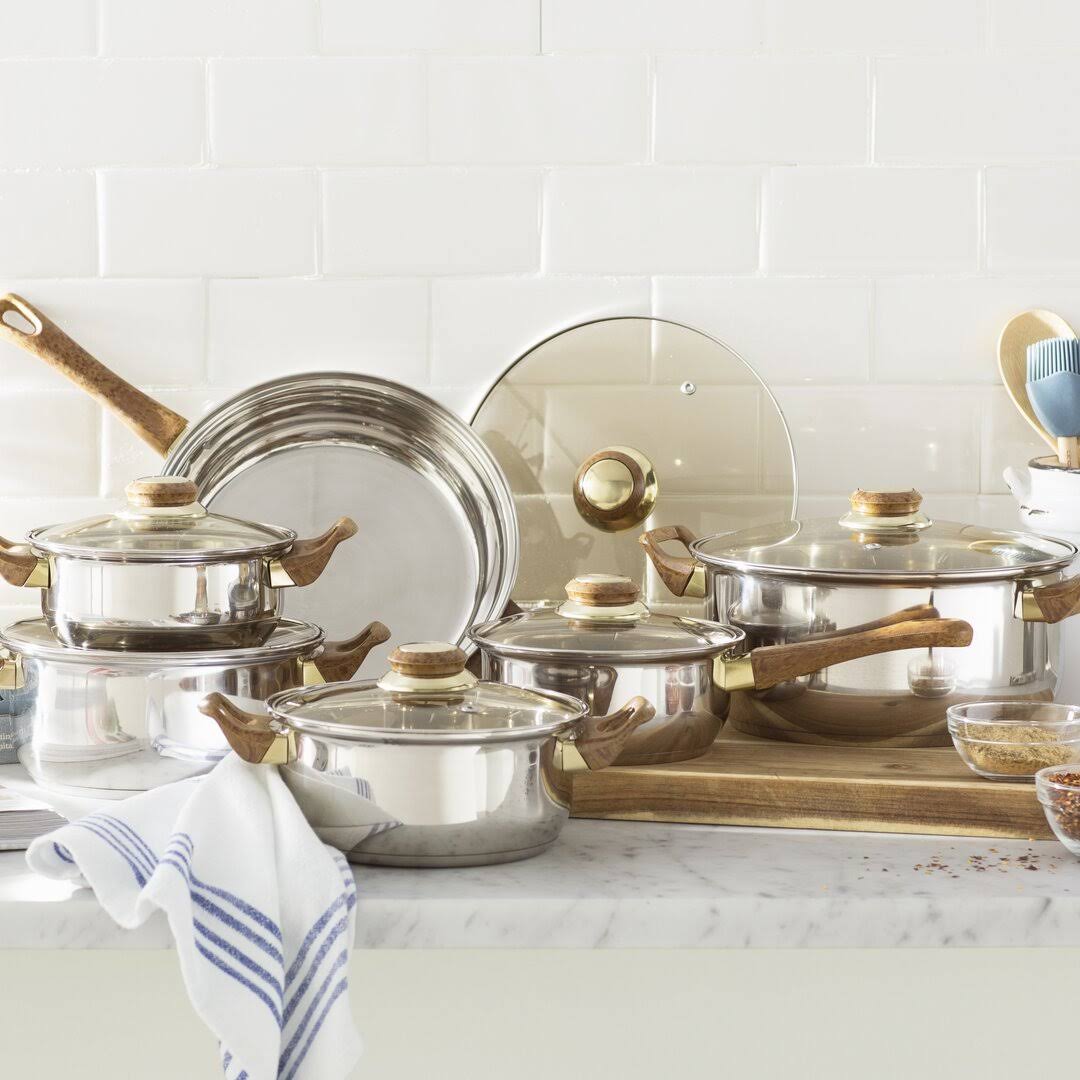 4afad7096c60a2657175098fdeb1749349d4668001ae64ad165444b4ddae2e9b.jpg Wayfair Basics 12 Piece Stainless Steel Cookware Set Color: Tinted 79DFFD9CDF384C9BA8CD8F9B7EB61869 - Image 1