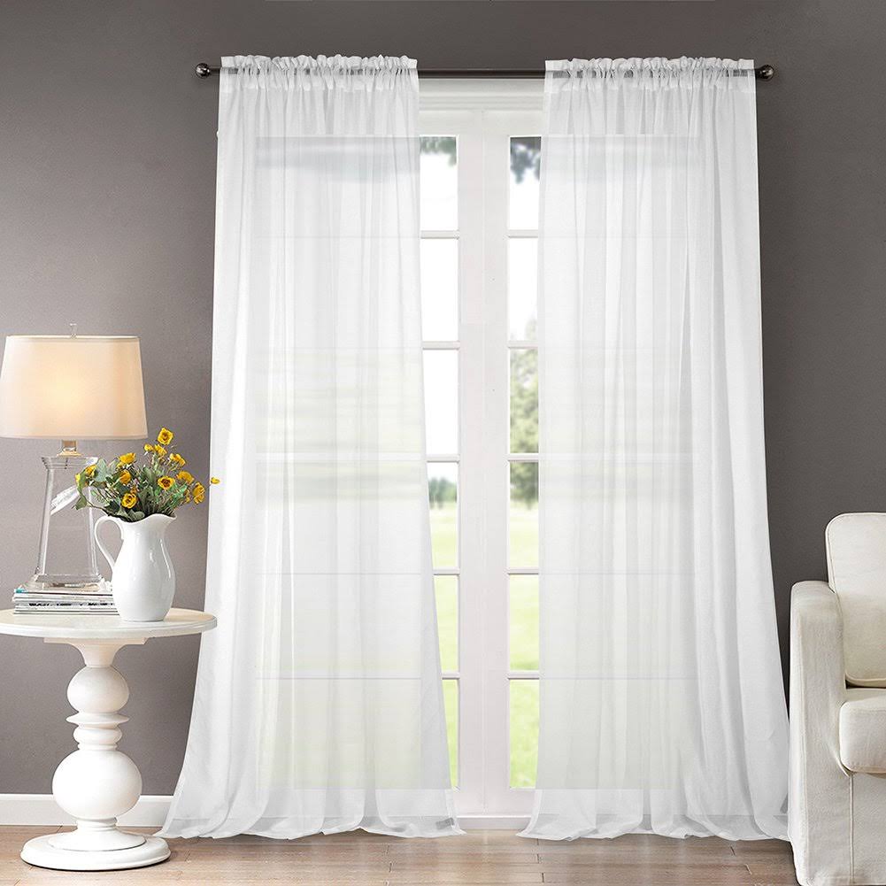 4b03d7484c3969a3d58c57dd89fa38a3bd1ebed314c50c87af6fcbd417cc3841-1.jpg Dreaming Casa White Sheer Curtains Solid Voile Window Treatment Draperies 84" W x 96" L 2 Panels Rod Pocket - Image 1
