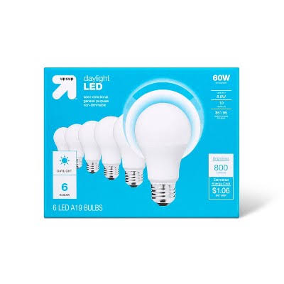 4b1775f97fab99682f1a4877f1e868d8c3a831902246e2400fd1add92e85e647.jpg LED 60W 6pk Daylight CA Light Bulbs - Up & Up - Image 1