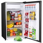 Upstreman 3.2 Cu.Ft Mini Fridge with Freezer, Single Door Mini Fridge, Adjustable Thermostat, Mini Refrigerator for Dorm, Office, Bedroom, Black-BR321