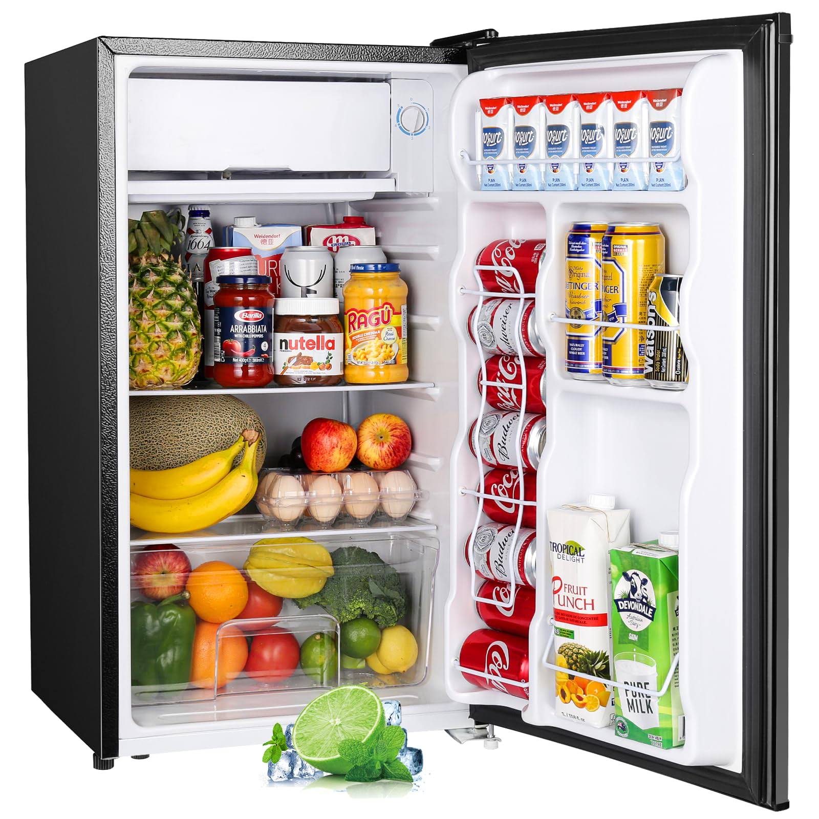 4b283964ec824bc49d56f12102a4378db89155347f2dd7178ee0ac507da39732.jpg Upstreman 3.2 Cu.Ft Mini Fridge with Freezer, Single Door Mini Fridge, Adjustable Thermostat, Mini Refrigerator for Dorm, Office, Bedroom, Black-BR321 - Image 1