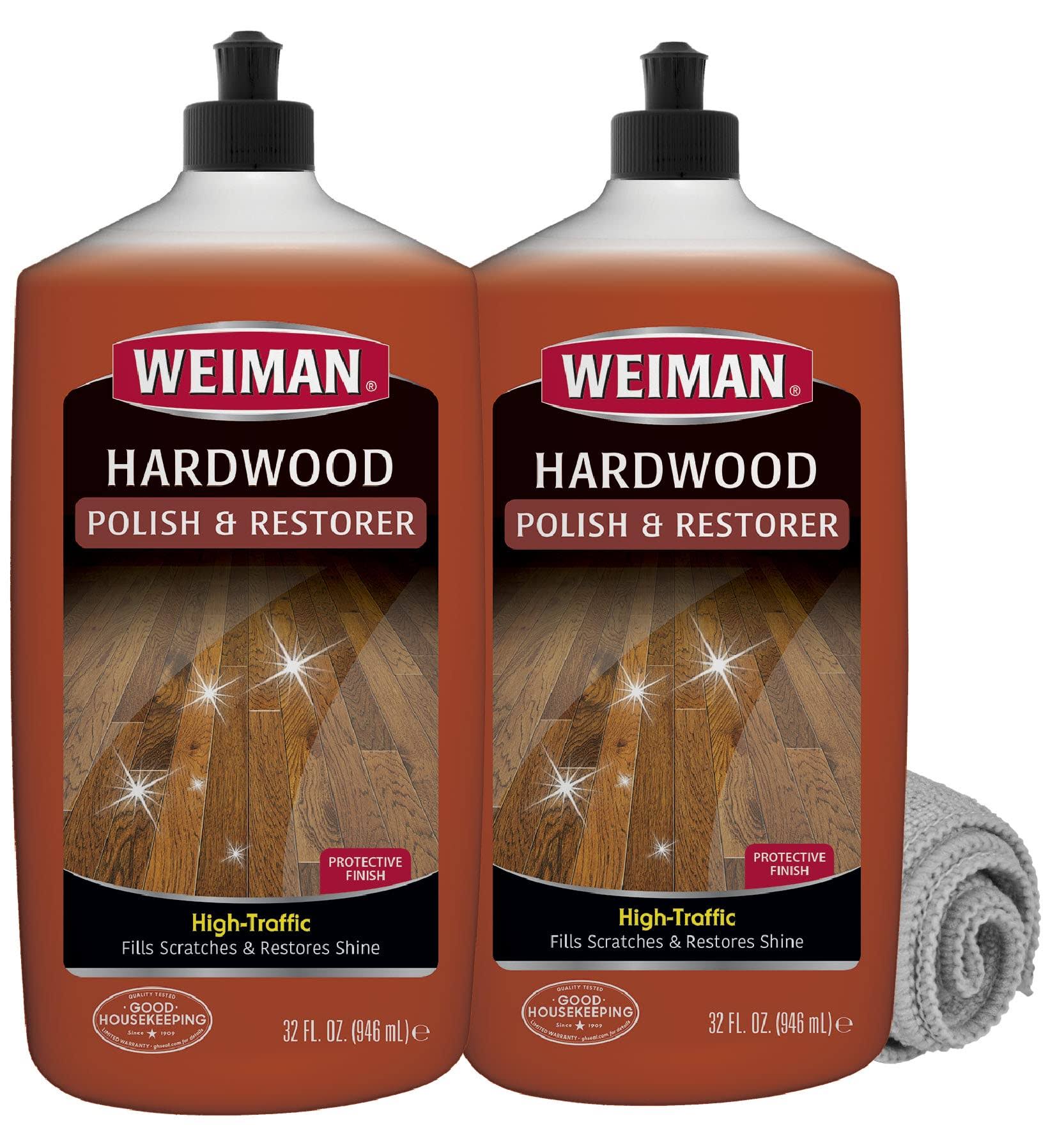 4b2df88157d09cb3a752367df98f6be63534cf96cf37a40cca8b01ef9e81648e.jpg Weiman Wood Floor Polish and Restorer 32 oz 3PC Bundle - High-Traffic Hardwood Floor, Natural Shine, Removes Scratches, Leaves Protective Layer - Image 1