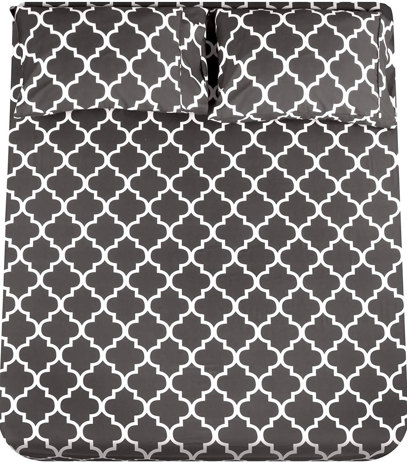 4b3eb60689a77fefe2ee8f76481854e1857a2b95e3580abc4e8aaaae08f81118.jpg Utopia Bedding Printed Cal King Sheet Set - 1 Fitted Sheet, 1 Flat Sheet and 2 Pillowcases - Soft Brushed Microfiber Fabric- Shr - Image 1