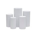 1 Set, Spandex Pillar Covers for Metal Cylinder Pedestal Stands 5 Pcs/Set - White Covers ONLY/Cylinder Pedestal Stands Not Included