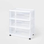 3 Drawer Wide Cart White - Brightroom