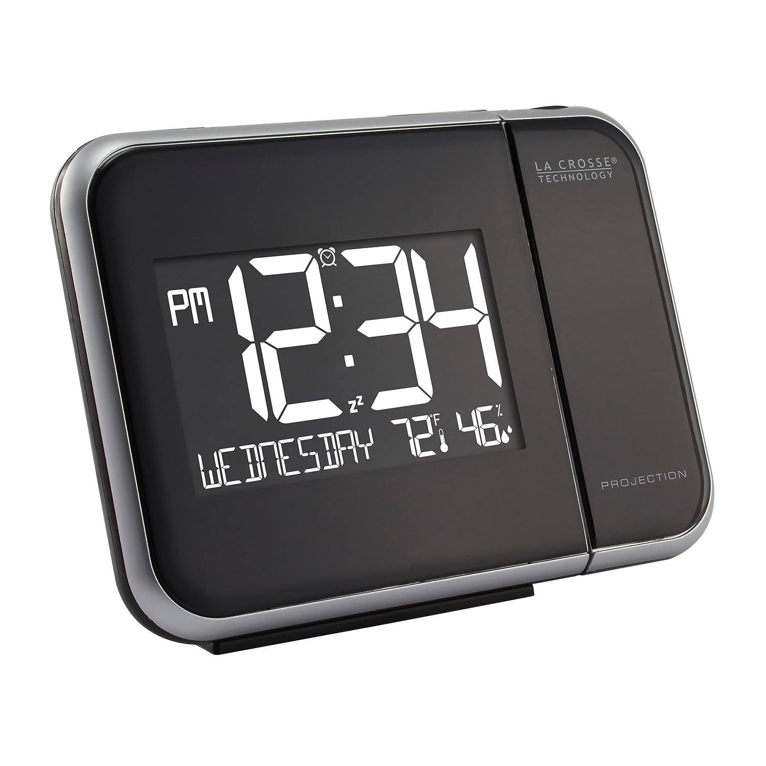 4b7cab932796dd0dcb2758d40d07a9e43648216bc799483af18165f3da0b5ee8.jpg La Crosse Technology 616-1412 LCD Projection Alarm Clock with Indoor Temperature, Black - Image 1