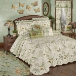 Touch of Class Floral Butterfly Eden Eggshell Cotton Oversized Grande Bedspread Cal King, Medallions, Ferns, Butterflies, Dragonflies Design - Vermice