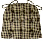 Barnett Products Dining Chair Pad with Ties - Black & White Checkers 1/4 inch Checked Pattern - Size Standard - Latex Foam Fille
