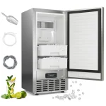 80 lbs/Day Under Counter Nugget Ice Maker, 15" Built-in Freestanding Ice Machine with Self-Cleaning, LCD Panel & 24H Timer for Home & Commercial Use