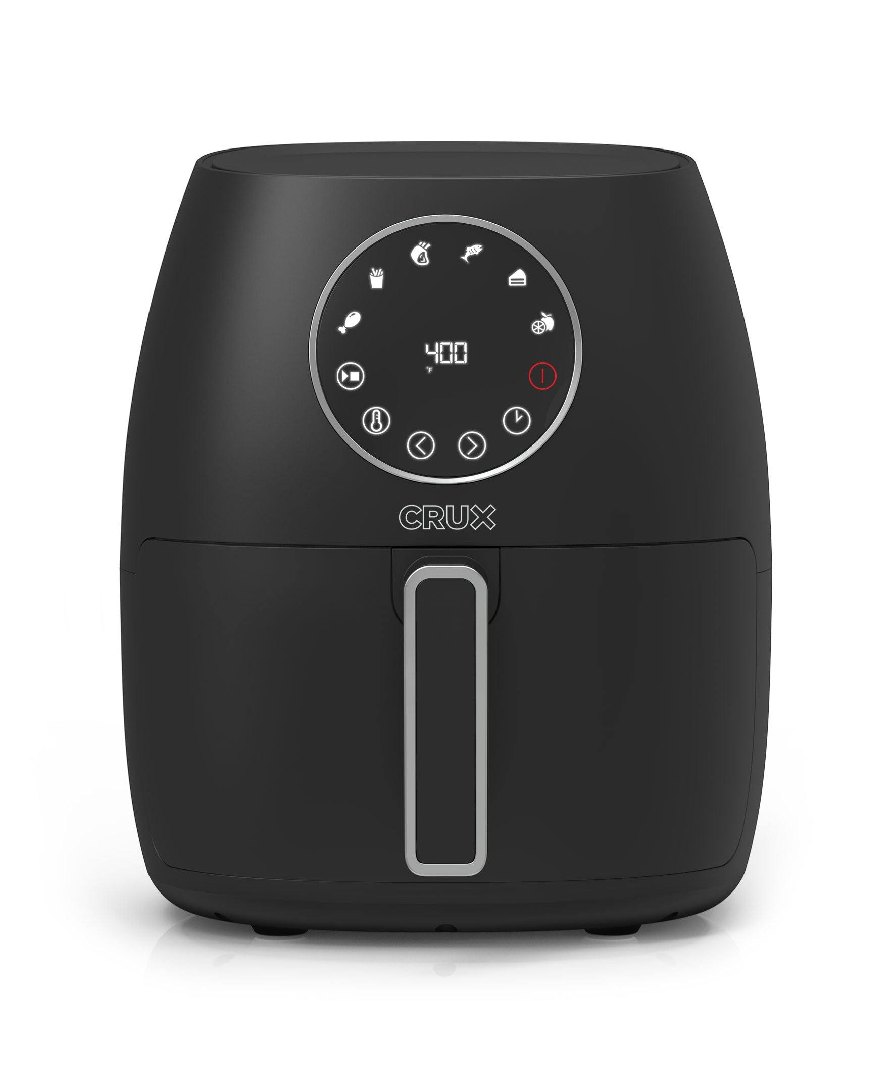 4be1deabeabac6686d9a5b7d777838e1775b91ab92edbae20a94232cc822089a.jpg Crux 3.7-Qt. 1300 Watt Nonstick Digital Air Fryer - Matte Black - Image 1