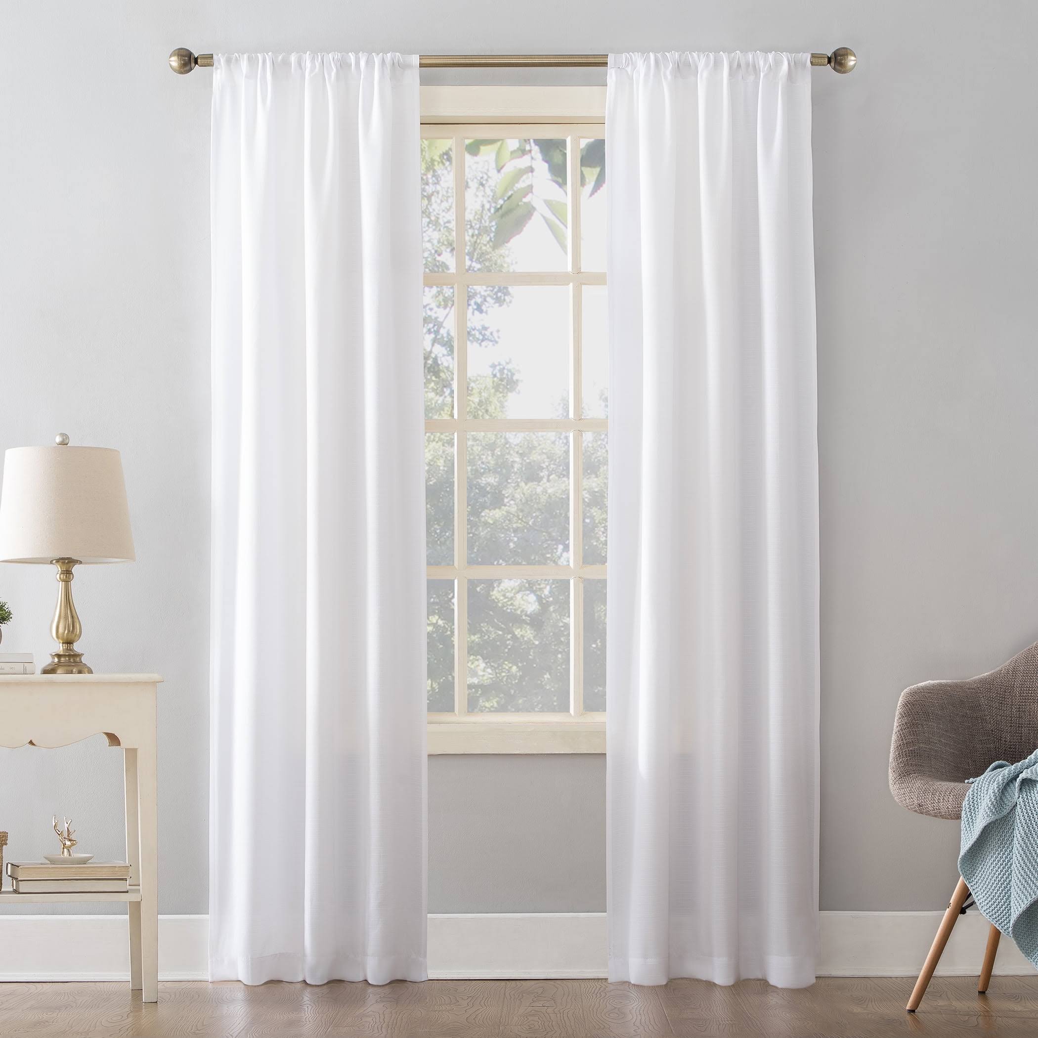 4bf778814c887fc8bbeced634d8b74c4583dc910064f40854155f0003c988589.jpg Mainstays Textured Solid Curtain Panel, Size: 38x84, White - Image 1