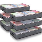 Budding Joy 6 Pack Underbed Storage Containers Organizer Large Capacity Underbed Clothes Storage Bins Organizer Bedroom Foldable Storage Bags with CL