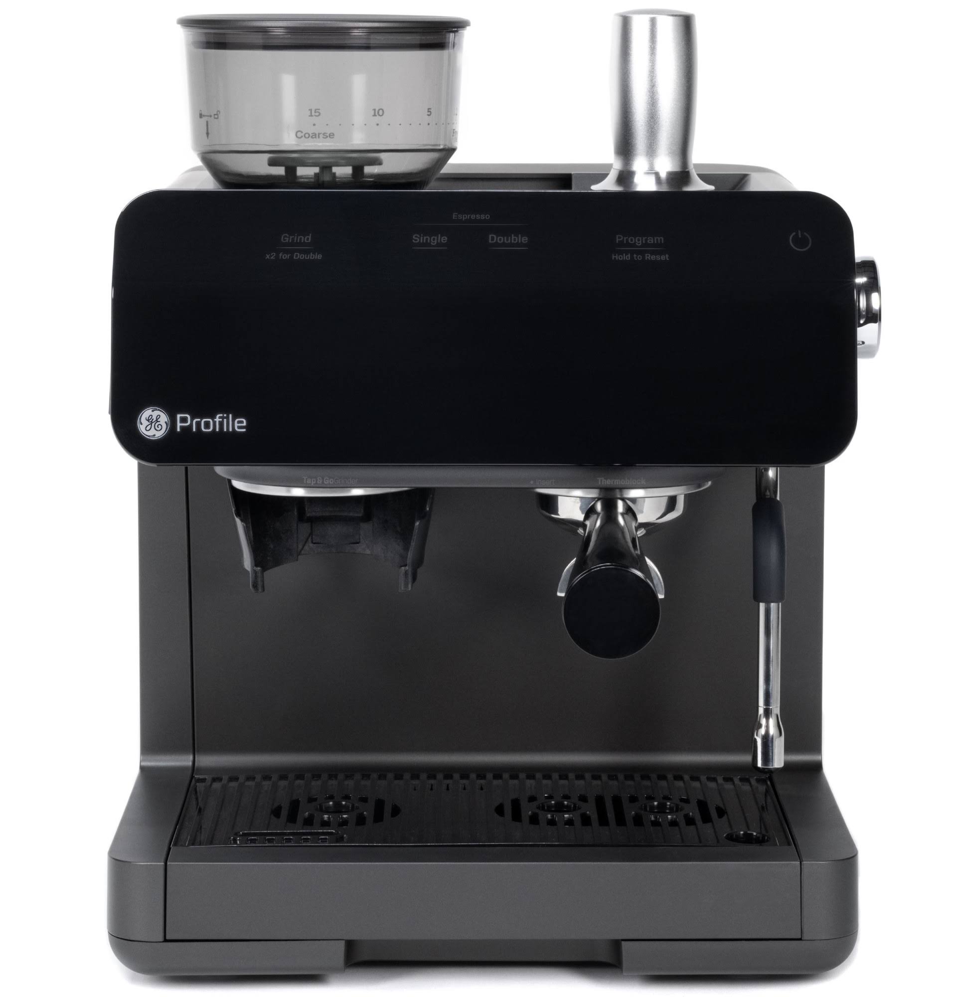 4c00aa432a3df2ed006cf086c656d437a08096aa085566b8da52216654dffbf9.jpg GE Profile Semi Automatic Espresso Machine + Frother - Black - Image 1