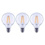 Ecosmart 100-Watt Equivalent G25 Dimmable Globe Clear Glass Filament LED Vintage Edison Light Bulb Bright White (3-pack)