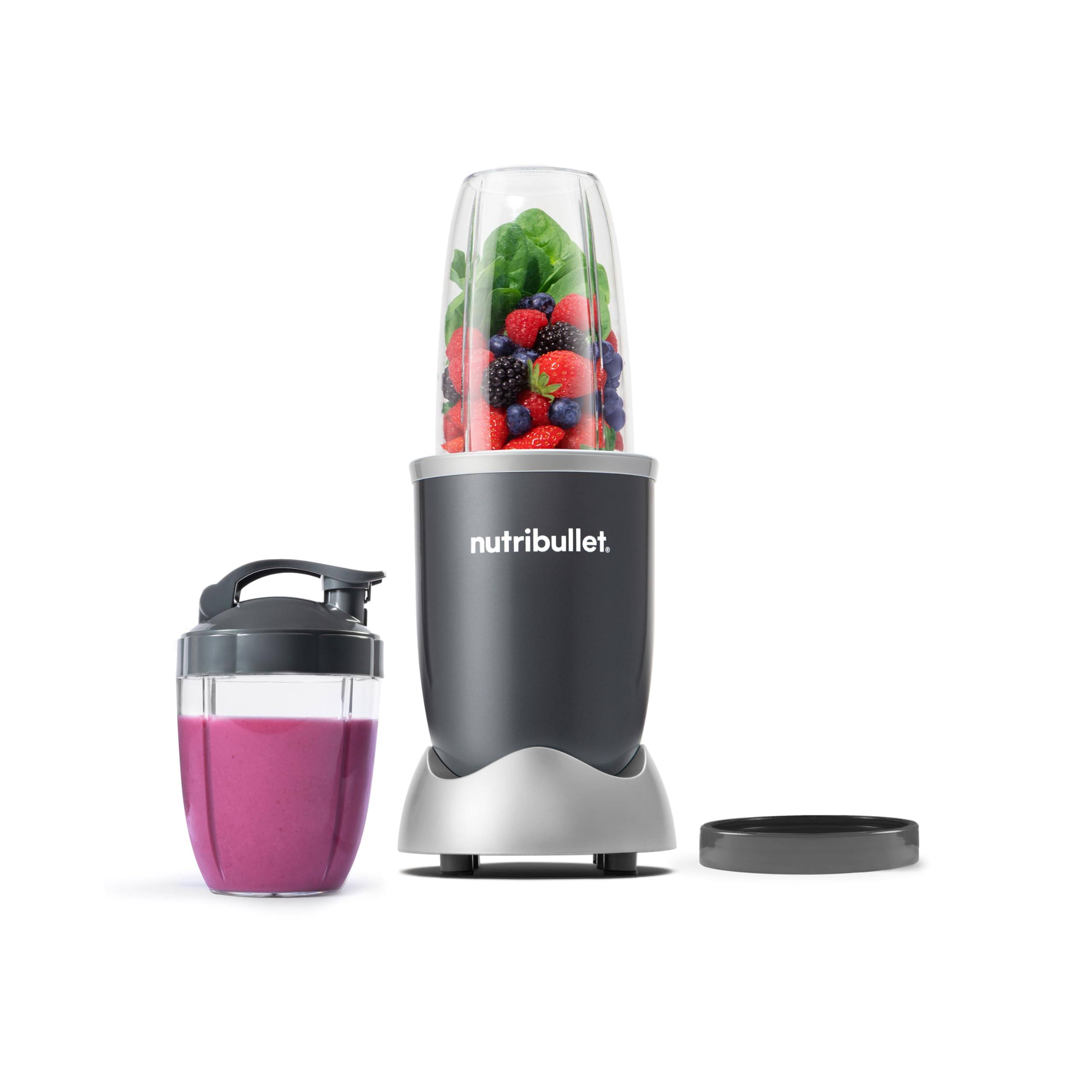 4c14e0389496ccd70e3acb69fd159e259c237bf607dce7ef128d5ea04aad53ed.jpg NutriBullet Personal Blender for Shakes, Smoothies, Food Prep, and Frozen Blending, 24 Ounces, 600 Watt, Gray, (NBR-0601) - Image 1