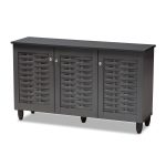 Baxton Studio Winda Dark Gray 3-Door Wooden Entryway Shoe Storage Cabinet