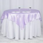 Efavormart 60" Satin Square Tablecloth Overlay for Wedding Catering Party Table Decorations Lavender Square Tablecloth Cover