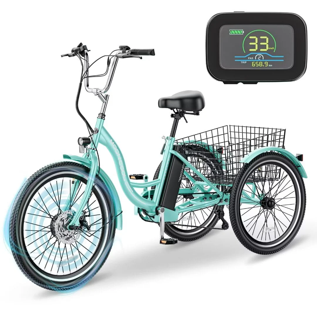 4c62bc74000469b499a587db9cc2eb972eb388d47eb965f9ced645ad24f9fcb7.webp Docred 24" Electric Tricycle for Adults & Seniors, 7 Speed 3 Wheel E - Bike with Large Basket/Low - Step Through Frame, 350W Motor 36V/10.4AH Lithium Bettery, 15.5MPH - Image 1